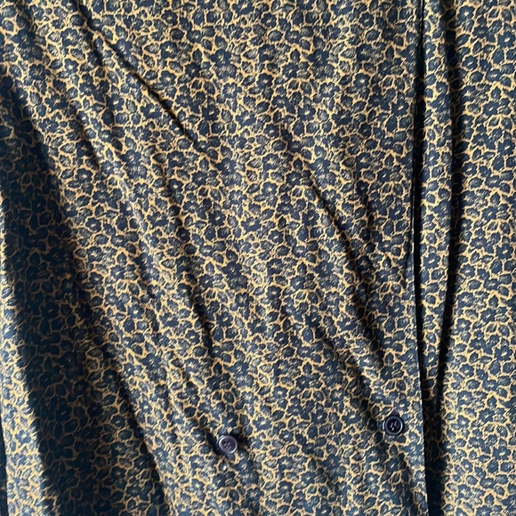 Vintage rayon brown black floral printed double breasted button blouse - Picture 2 of 8